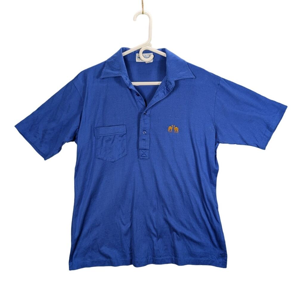 Vintage Pickering Shirt Mens Large Blue Kissing Camels Golf Polo Preppy Retro